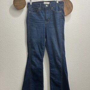 Jessica Simpson Adored Split Front DRAMATIC 10 Inch FLARE Jeans Dark Wash‎ 4/27